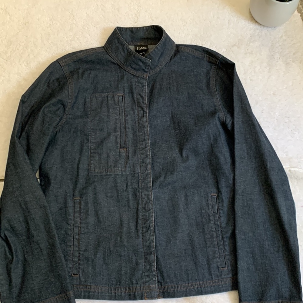 Eileen Fisher Lightweight Blue Denim Snap Front Jacket in Women's SZ M - Picture 15 of 16